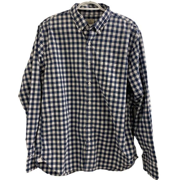 J.Crew Blue and White Gingham Button Down Shirt Sz L (16-16 1/2) - Picture 1 of 8
